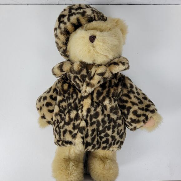 Berkley Designs Kids Stuffed Teddy Bear 13" Pearl Necklace Leapord Fur‎ Coat - Picture 7 of 12